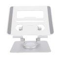 thumbnail image 1 of Support de Tablette, Support de Tablette Pliable pour Bureau avec Base Rotative à 360°, Support Réglable à Double Tige pour Tablettes de 5,8 à 12,9 Pouces Lecteurs Électroniques, 1 of 7