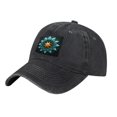 thumbnail image 2 of Vintage Cotton Washed Distressed Baseball Cap - Geometric Star Patch Design Teal & Blue Shapes Curved Bill Golf Dad Hat for Men & Women, 2 of 6