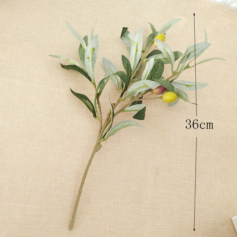 1xArtificial Fake Olive Leaves Olive Tree Branches Green Leaf Plants Home Decor