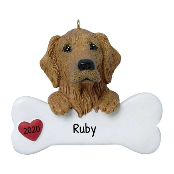 Ornaments by Elves Personalized Golden Retriever Christmas Bone Ornament 2024 Dog Decor .25lbs