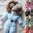 thumbnail image 3 of YUEHUA Baby Snowsuit Romper Winter Warm Down Coat Newborn Boy Girl Jacket Hooded Jumpsuit Warm Thick Coat Outfit, 12-18 Months, 3 of 7