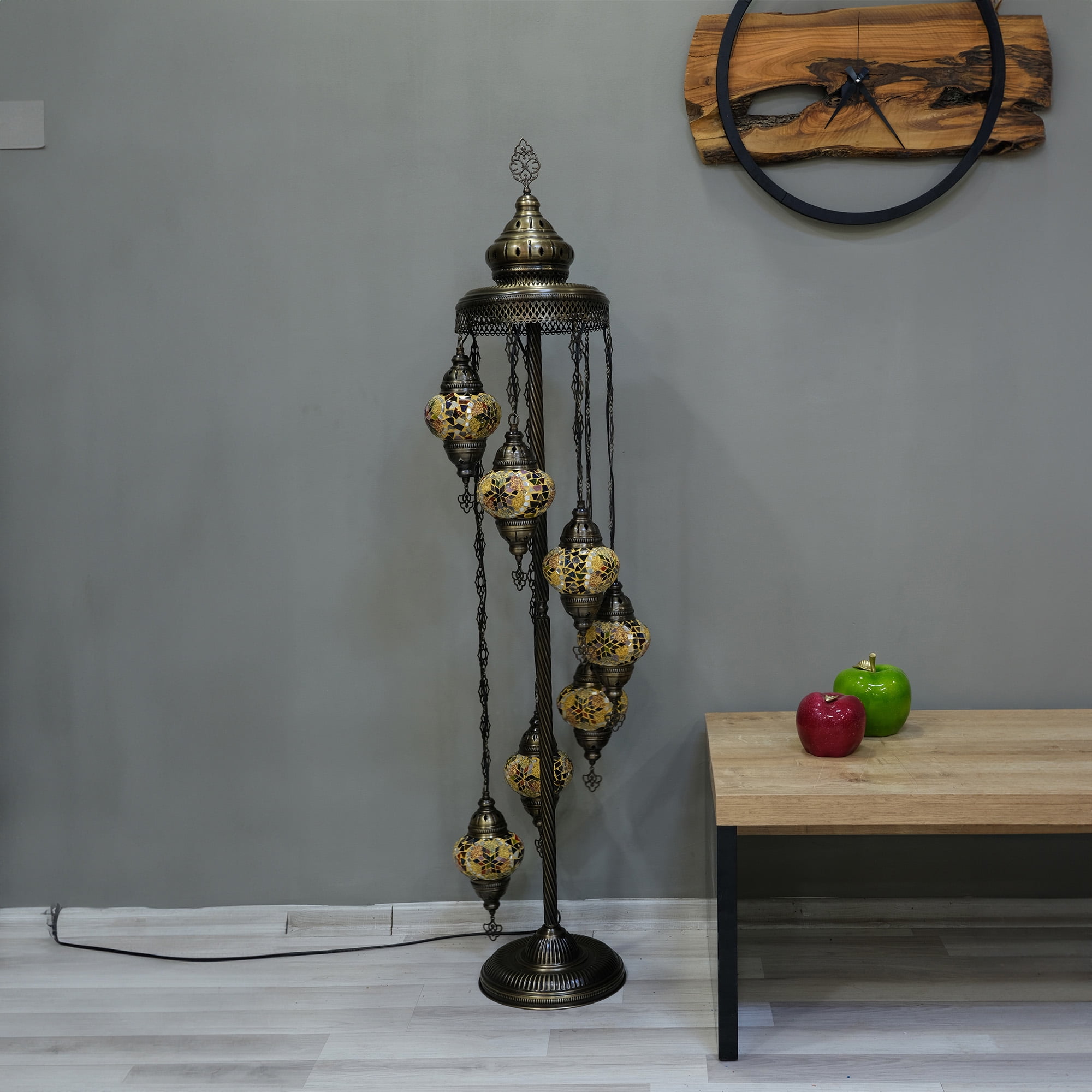 Asylove Turkish Floor Lamp, Mosaic Turkish Lamp, 7 GlobeFloor Lighting Standing Decorative Home Modern Designs Offer Handmade Glass 5 Inch Globe Total