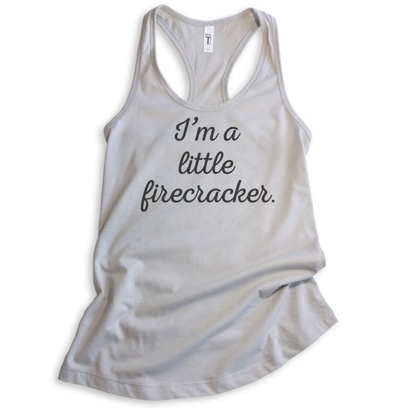 I'm A Little Firecracker Tank Top, Ladies Racerback Tank Top, July 4th Tank, Patriotic Tank, Silver Gray, Medium