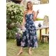 thumbnail image 4 of Vestido largo GRACE KARIN Verano 2025 con estampado floral escalonado azul marino, 4 of 6