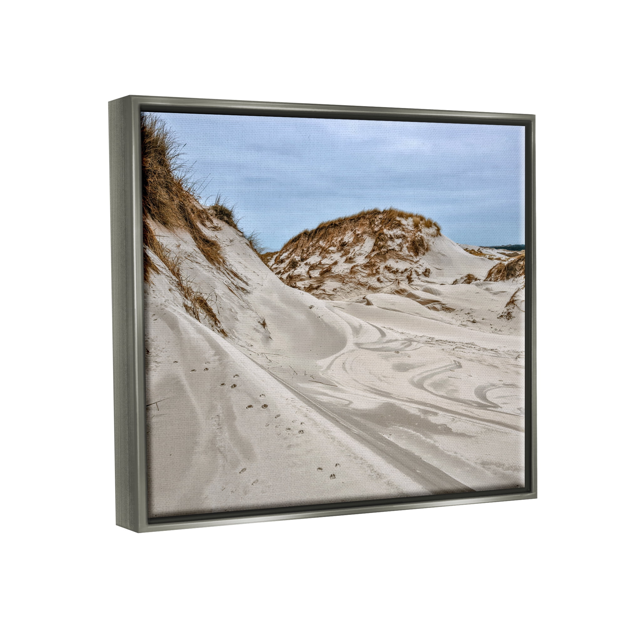 Stupell Industries Coastal Sand Dunes Photography Nature Photography Gray Floater Framed Art Print Wall Art, 31 x 25