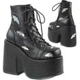 thumbnail image 3 of 5" Chunky Heel, 3" P/F Lace-Up Ankle Boot, Metal Back Zip - Blk-Slv Hologram Vegan Leather, 11, 3 of 3