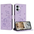thumbnail image 2 of Wallet Case for iPhone 16 Plus,Women Flip Magnetic Folio PU Leather Protective Case Wrist Strap Card Slots Holder Purse Emboss Cute Puppy Stand Case for iPhone 16 Plus,Purple, 2 of 10