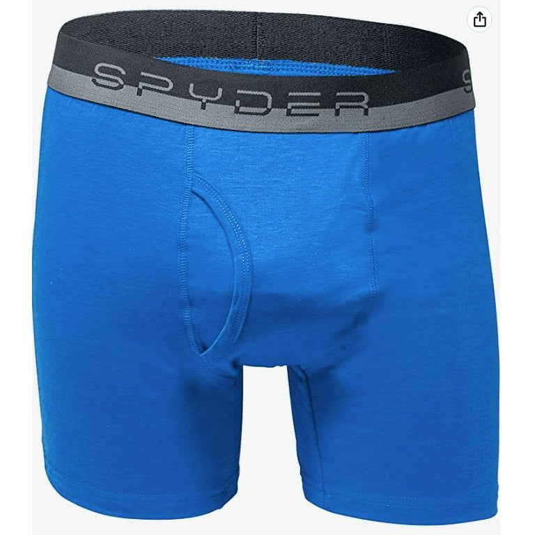 Spyder Men's Boxer Briefs Pro Cotton Sports Underwear (X-Large,  Blue/Grey/Green/Black)