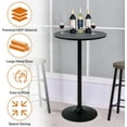thumbnail image 3 of Dkelincs 23.6" Modern Round Bar Table Bistro Pub Table Kitchen Dining Table with Metal Frame, Black, 3 of 7