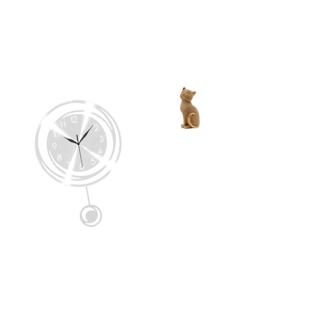 Reloj De Pared Acrílico Con Números Arábigos Grandes Y Figura De Gato De Resina Para Cocina, Estudio, Entrada De Granja, Estantería.
