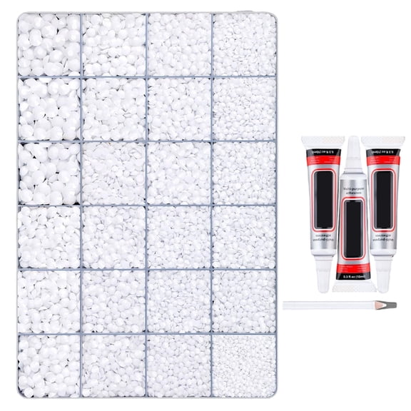 Jelly Rhinestones bedazzling kit, 24 Grids Mixed Sizes Solid White Flatback Resin Gems with Glue Clear Storage Box for DIY Nail Art Decoration Supplies