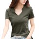 thumbnail image 1 of Gibobby Camisas mexicanas con cuello en V para mujer Botón de las mujeres Camisas diarias casuales Cuello en V Camiseta de manga corta Camiseta Tops Túnica Blusa delgad(Verdemilitary,CH), 1 of 5