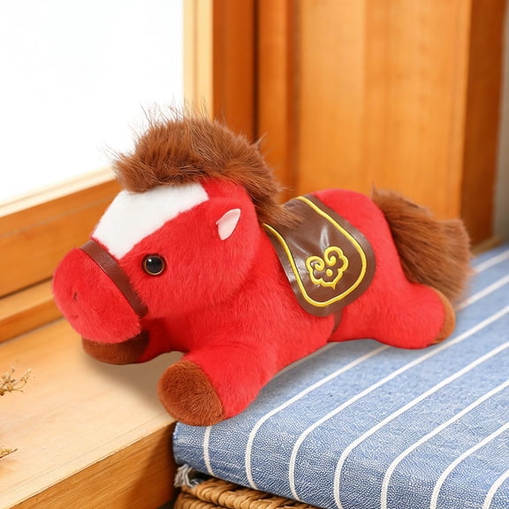 Plush Horse Year Mascot Toy - Cuddly Foal Stuffed Animal with Realistic Details - Soft and Snuggly Decorative Accent for Home and Office