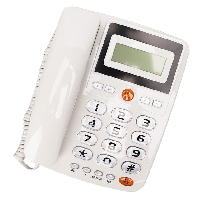 Large Button Phone, White High Volume Corded Landline Telephone Easy To Read Plug And Play Professional For Home For Old People