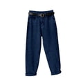 thumbnail image 4 of QURATI Women's Summer Lightweight High Waisted Loose Straight Cut Retro Harem Jeans Womens Bottoms Dark Blue XXL, 4 of 4