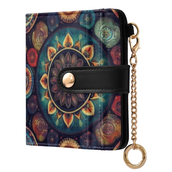 Qxltty Colorful Boho Patterns Ladies Wallet Rfid Slim Thin Compact Credit Card Women Wallet Zipper Coin Pocket and ID Window for Female Gifts