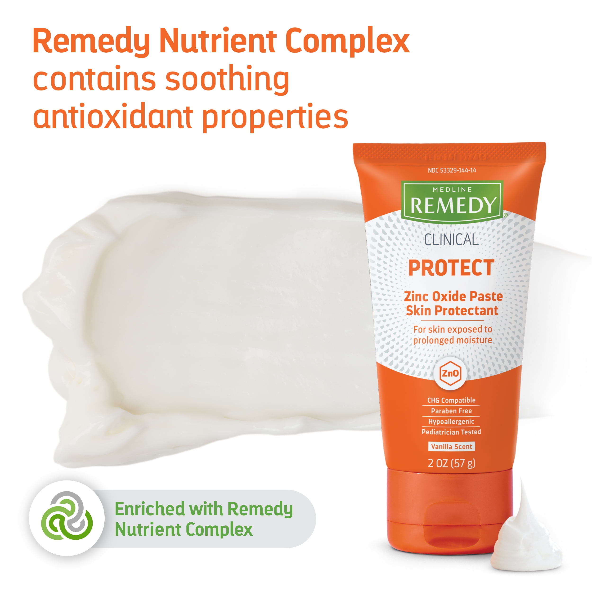 Medline Remedy Clinical Zinc Oxide Paste Skin Protectant (2 oz Tube), 24 Count, Vanilla Scent, Diaper Rash Cream