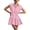 Pink, variant on Summer Short Sleeve Womens Sweatshirt Dresses V Casual Oversized Patchwork Mini Dress