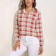 thumbnail image 3 of Red And Green Grid Long Sleeve Blouse Woman Streetwear Casual Shirts Summer Oversize Woman Streetwear Clothing Birthday Present, 3 of 7