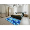 thumbnail image 5 of Ahgly Company Machine Washable Indoor Square Transitional Bright Turquoise Blue Area Rugs, 7' Square, 5 of 7