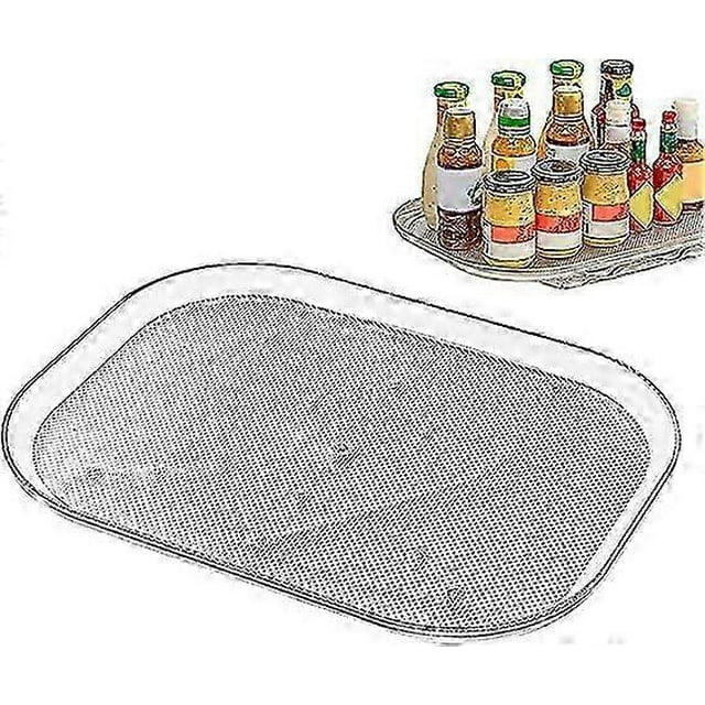 Lazy Susan Turntable Organizer For Refrigerator, 15.67' Clear Rectangular Fridge Organizer Storage, Lazy Susan For Cabinet