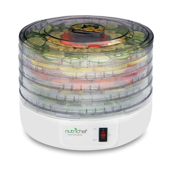 NutriChef Electric Countertop Food Dehydrator - Multi-Tier High-Heat Circulation Professional Food Preserver, Fruit, Vegetable Dryer, Meat or Beef Jerky Maker w/5 Stackable Trays - AZPKFD12