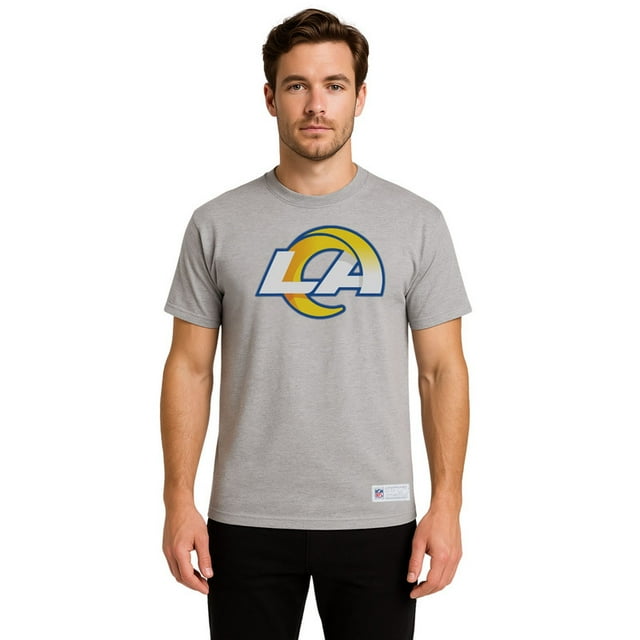 NFL Playera Aficionado Básica Los Angeles Rams Gris para Hombre, Talla Extra Grande