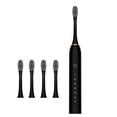 thumbnail image 3 of Cepillo de dientes eléctrico de 6 velocidades, recargable por USB, resistente al agua, con 4 cabezales para adultos y niños, color negro, 3 of 12