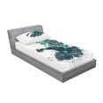 thumbnail image 3 of Skull Bedding Set with Sheet & Covers, Vintage Sugar Shape Girl Day of the Dead Bride Dark Color Roses Graphic, Printed Bedroom Decor 2 Shams, 4 Sizes, Petrol Blue White, by Ambesonne, 3 of 3