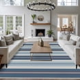 thumbnail image 4 of Vintage Stripes Washable Living Room Rugs 8'x10', Blue Navy Striped Abstract Red Lines Low Pile Throw Large Area Rug Non-Slip Sturdy Edge Binding Carpet for Bedroom Dining Room Office, 4 of 9