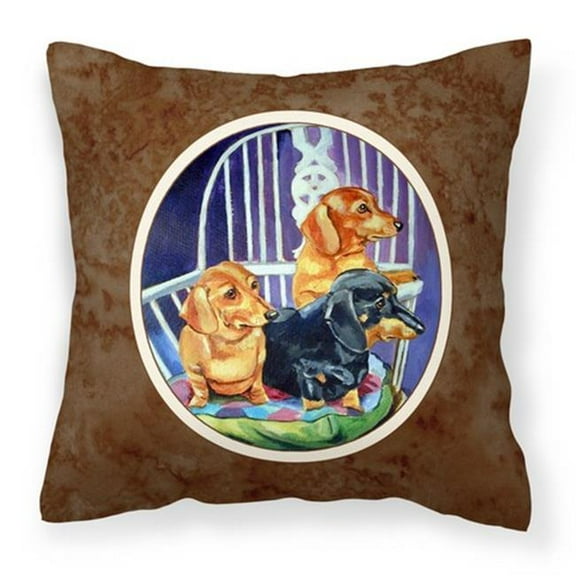 Dachshund Two Red, Black & Tan Fabric Decorative Pillow