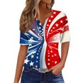 thumbnail image 1 of Tops de Manga Corta de Algodón para las Mujeres Impreso Cuello Redondo Blusa Imitación Estante de Algodón, Moda Casual Top para el Hogar Diario Y el Trabajo, 1 of 6