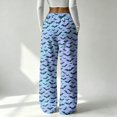 thumbnail image 6 of Womens Halloween Pajama Pants Soft Flannel Funny Bat Print Pj Bottoms | Halloween Costumes Women, Drawstring Waist, Straight Wide Leg, Cute Ghost Print, Loose Fit, Lounge, for Sleep Sky Blue,L, 6 of 6