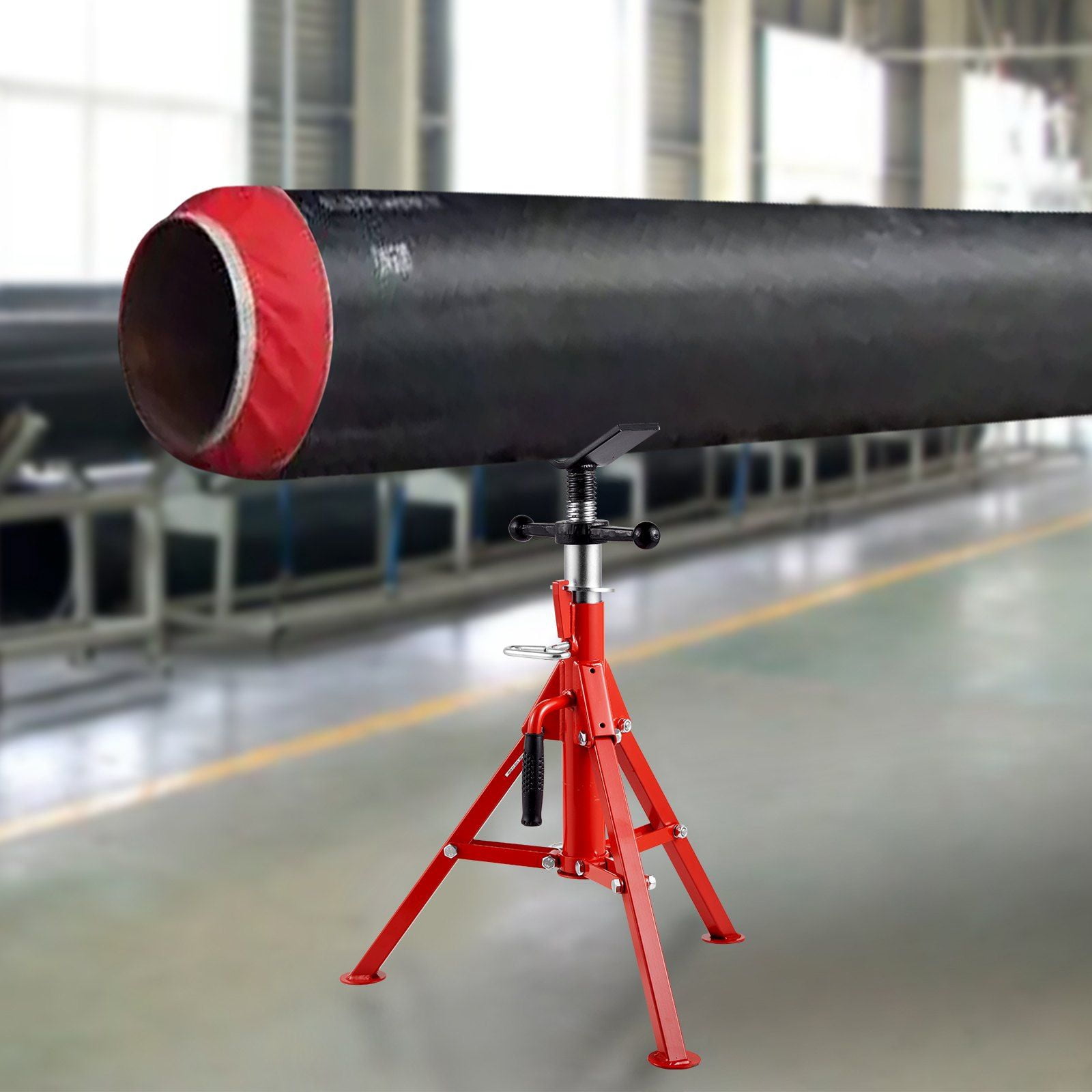 Adjustable Pipe Jack Stand 24"-42", 2500 lb Capacity, Folding & Portable, Carbon Steel - for 1/8"-12" Pipes