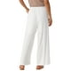 thumbnail image 3 of Pantalones Palazzo de Lino para Mujer Inspire Chic, Fluidos, de Pierna Ancha, con Bolsillos, XL, Blancos, 3 of 6