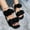 Black, variant on Women's Flower Strappy Slip on Casual Flat Sandals Open Toe Slide Sandals Summer Dressy Comfortable Flats