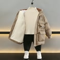 thumbnail image 4 of Winter Saving Clearance! VERUGU Kids Boy's Winter Coat Waterproof Fleece Lined Thick Down Coats Puffy Cotton Jackets with Hood Khaki 150, 4 of 7