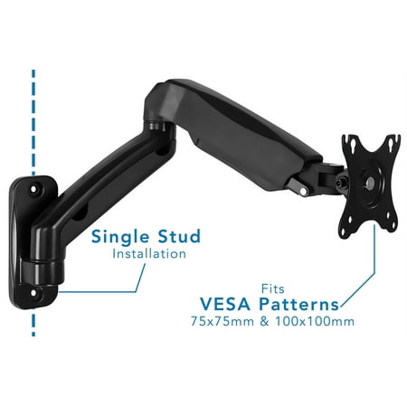 Mount-It! - Single Arm Wall for Monitor - Black