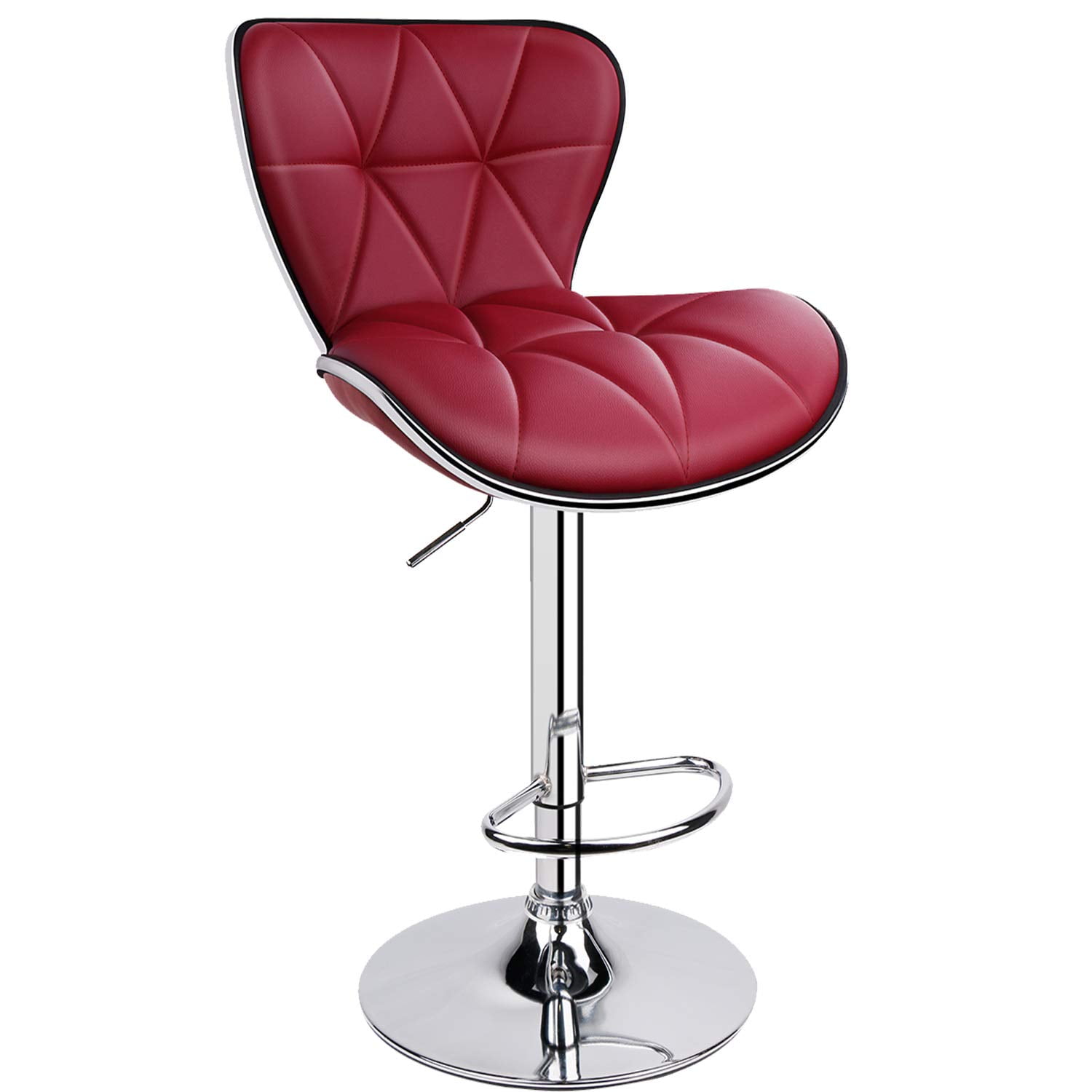 Leopard Shell Back Adjustable Swivel Bar Stools PU Leather Padded with Back Wine Red 1 Chair Walmart