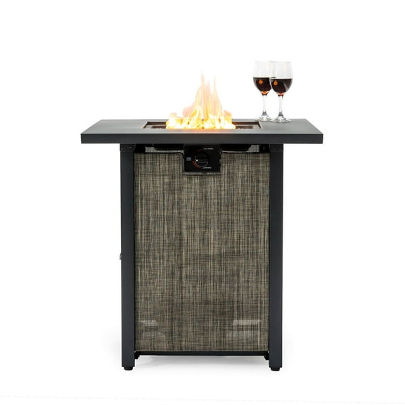 28" Square 50000 BTU Propane Gas Fire Pit Table with Lava Rocks and Protective Cover