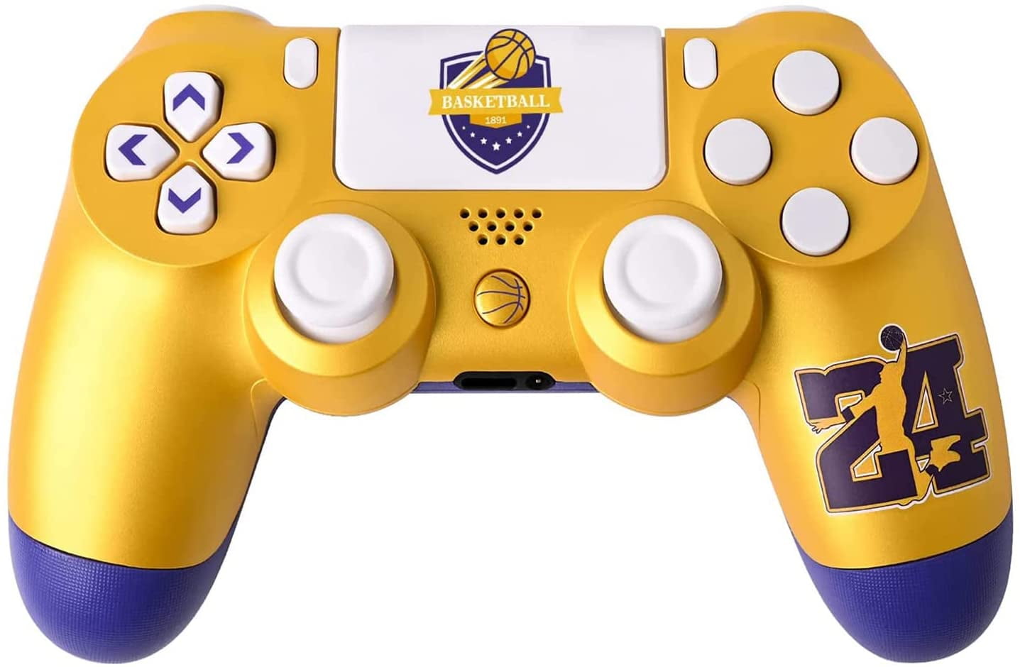 Wireless Controller Compatible with P4 Gaming Gamepad with Charging Cable, Dual Vibration Remote Game Joystick for PS4 (Gold Basketball) - Walmart.com