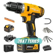 SALEM MASTER Cordless Drill Driver, 21V MAX Impact Drill - 3/8 Inch Chuck, 29N.M Torque, 23 1 Clutch, 2-Speed, 2 Batteries, Built-in LED- for Drilling Wall, Wood, Metal