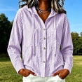 thumbnail image 2 of MaFYtyTPR Women Striped Hoodies Fashion Button Long Sleeve Casual Blouse Sun Protection Hooded Top for Women A-Purple M, 2 of 5
