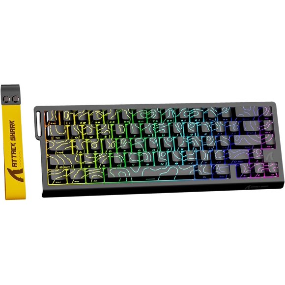 AIR-ATTACK SHARK X68 HE 8000Hz Rapid Trigger Keyboard, 0.01mm RT Accuracy Wired Gaming Keyboard with Magnetic Switch, Adjustable Actuation, Rapid Trigger, Snap Tap, RGB Lighting for PC/Mac, Black Con
