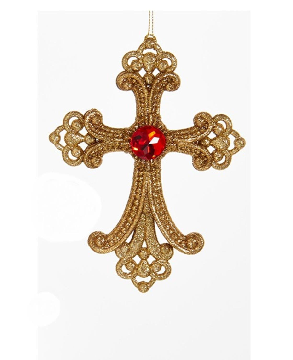 Details about   Ornate Gold Jeweled Religious Cross Christmas Ornament Rhinestone Metal 3 Pcs 