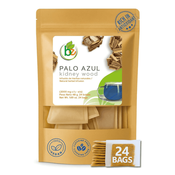 Palo Azul Herbal Tea – 24 Tea Bags – Kidneywood (Blue Stick) Infusion – 100% Natural, Vegan, Non-GMO – Authentic Mexican Tradition – Caffeine-Free Detox & Antioxidant Herbal Blend – by BexpertsUSA