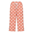thumbnail image 5 of Hilenly Cotton Capri Pants for Women Loose Fit Casual Straight Leg Drawstring Elastic Waist Cropped Pant Summer Polka Dot Pants, 5 of 6