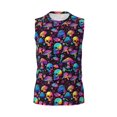 thumbnail image 6 of Lsque colorful mushroom Skull Print Men's Cotton Blend Sleeveless Muscle Shirts (S-3XL)- Moisture Wicking, Odor Protection, UPF 30+,X-Large, 6 of 8