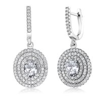 Gem Stone King 5.14 Ct Oval White Zirconia 925 Sterling Silver Earrings