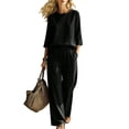 thumbnail image 2 of Stralyhd Women's Two Piece Lounge Set 2026 Summer Oversized Sets Loose Casual Long Outfits Travel Vacation Matching Set with Pockets Black S, 2 of 3